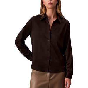 Calvin Klein Women’s Satin Button-Down Shirt(Black)