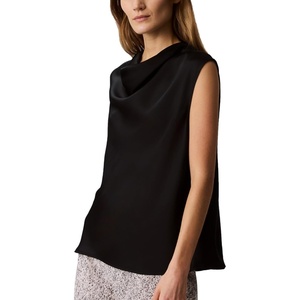 Calvin Klein Women’s Satin Cowl Neck Blouse(Black)