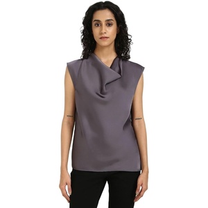 Calvin Klein Women’s Satin Cowl Neck Blouse(Grey)