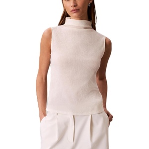 Calvin Klein Women’s Textured Knit Mock Neck Top(Antique White)