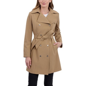 Calvin Klein Women’s Trench Coat, Double Breasted With Detachable Hood and Belt(Tiger Eye)