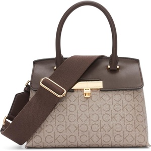 Calvin Klein womens Becky Top Handle Mini Bag Crossbody | 2 in 1(Almond/Taupe/Java)
