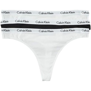 Calvin Klein womens Carousel Logo Cotton Stretch Thong Panties, Multipack(Black/White/White)