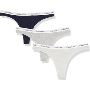 Calvin Klein womens Carousel Logo Cotton Stretch Thong Panties, Multipack(Gry Htr/Shoreline/Feeder Stripe-desert Sage)