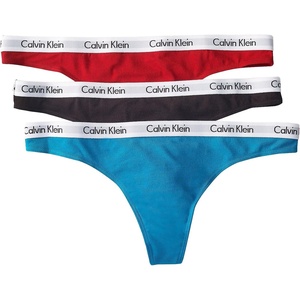 Calvin Klein womens Carousel Logo Cotton Stretch Thong Panties, Multipack(Iris Orchid/Vanilla Ice/Iceland Blue)