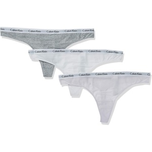 Calvin Klein womens Carousel Logo Cotton Stretch Thong Panties, Multipack(Pink Stripe/ Grey Heather/ White)