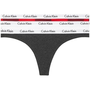 Calvin Klein womens Carousel Logo Cotton Stretch Thong Panties, Multipack(Ranier Stripe/Strawberry Shake/Black)