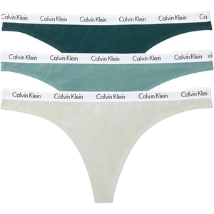 Calvin Klein womens Carousel Logo Cotton Stretch Thong Panties, Multipack(Seamoss/ Sagebrush Green/ Misty Sage)
