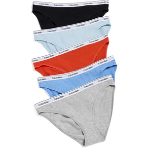 Calvin Klein womens Modern Logo Bikini 5-pack(Black/Grey Heather/Sterling Blue/Glacier/Molten)