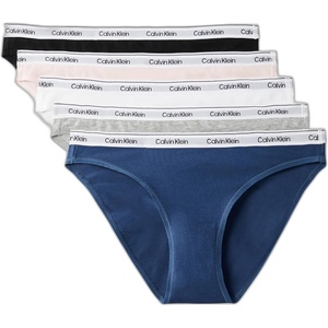 Calvin Klein womens Modern Logo Bikini 5-pack(Black/White/Grey Heather/Potpourri/Dark Denim)