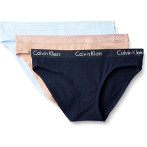 Calvin Klein womens Motive Cotton Multipack Bikini Panty 3 Pack(Shoreline/ Cedar/ Ice Water)