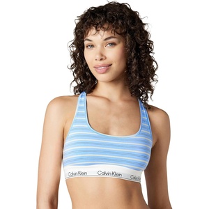 Icon Cotton Modal Unlined Bralette(Pulse Stripe Blue Descent)