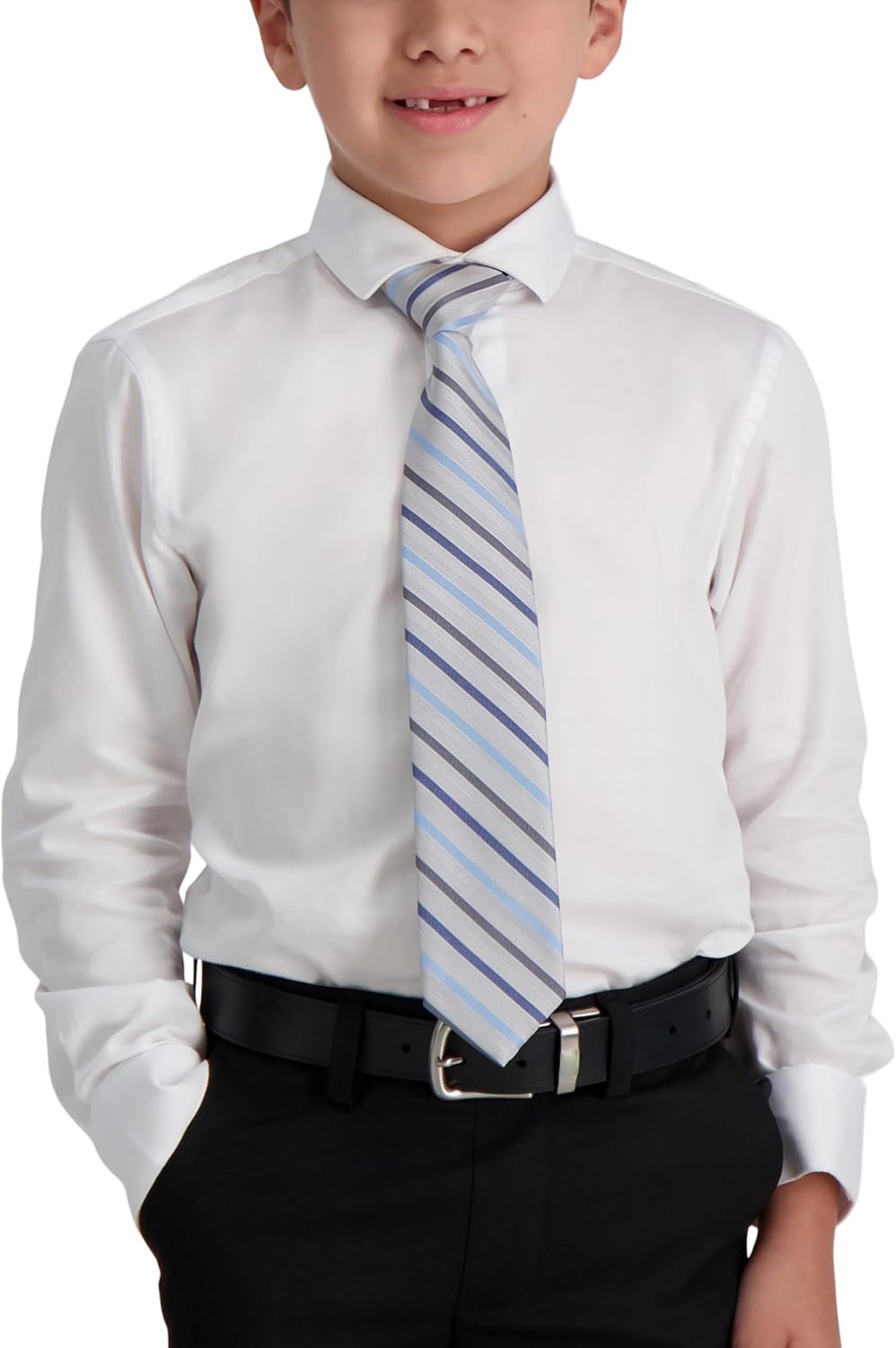 image:imageCalvin Klein Boys Gemstone Stripe Zip TieSilver Stripe Zip