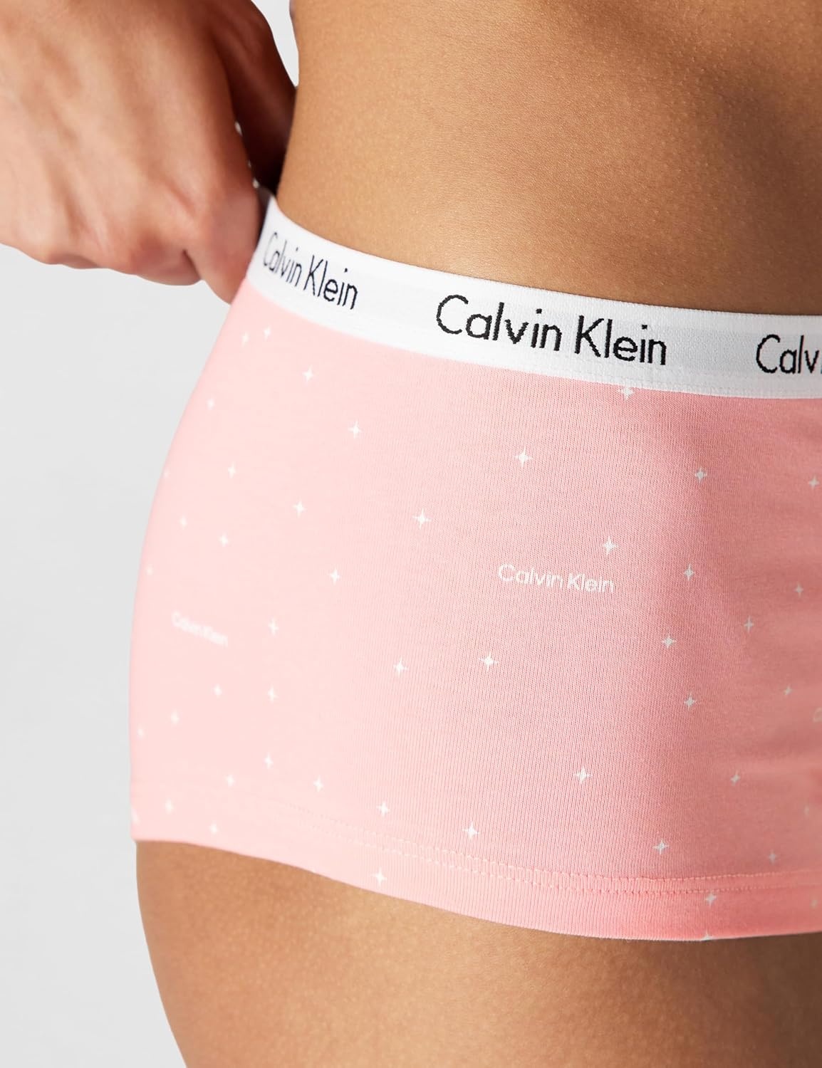 image:imageCalvin Klein Carousel Logo Cotton Stretch Boyshort Panties 3 PackBlackGrey Heather Logo Grid Powder Pink