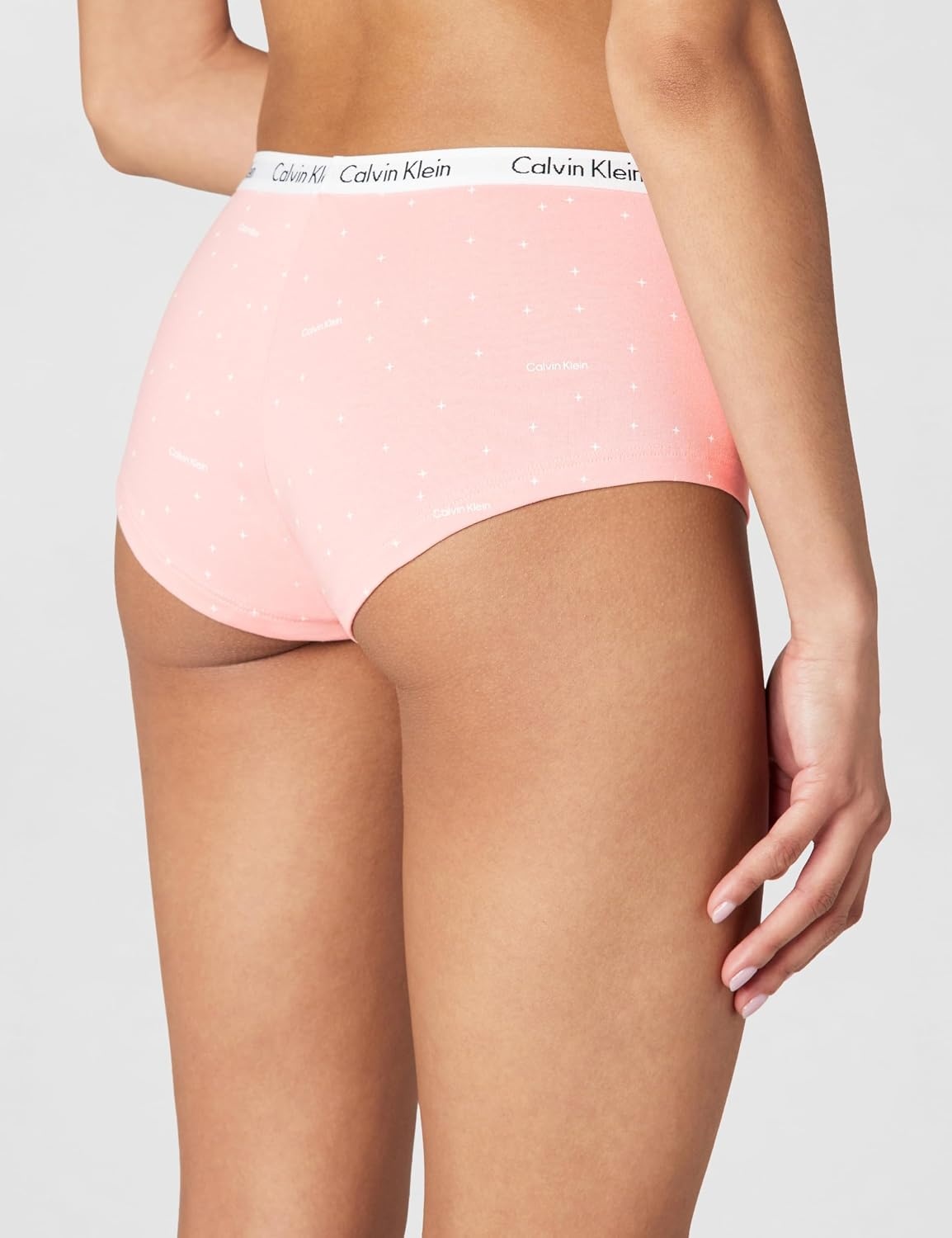 image:imageCalvin Klein Carousel Logo Cotton Stretch Boyshort Panties 3 PackBlackGrey Heather Logo Grid Powder Pink