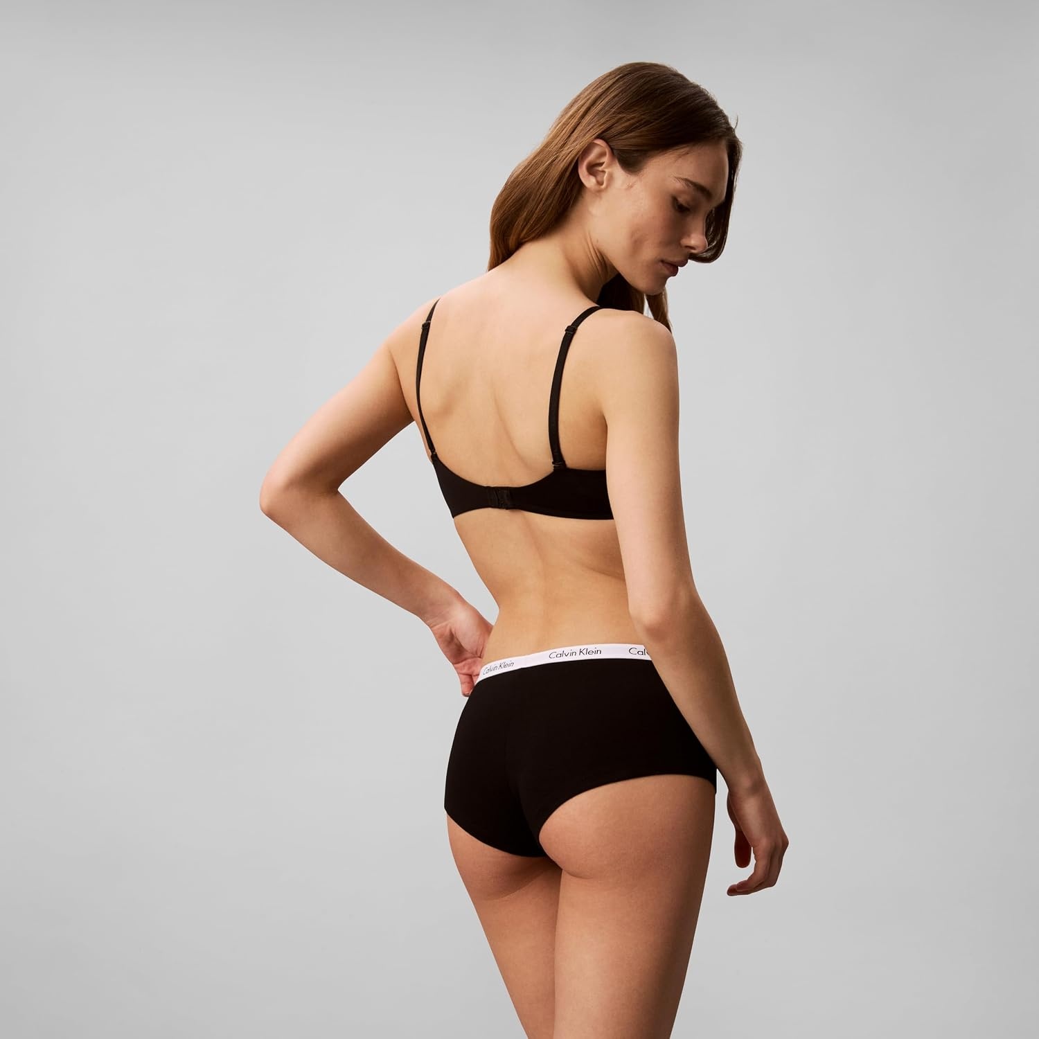 image:imageCalvin Klein Carousel Logo Cotton Stretch Boyshort Panties 3 PackBlackNymphs ThighNew All Caps Allover Mini Ck Logo Grey Heather White