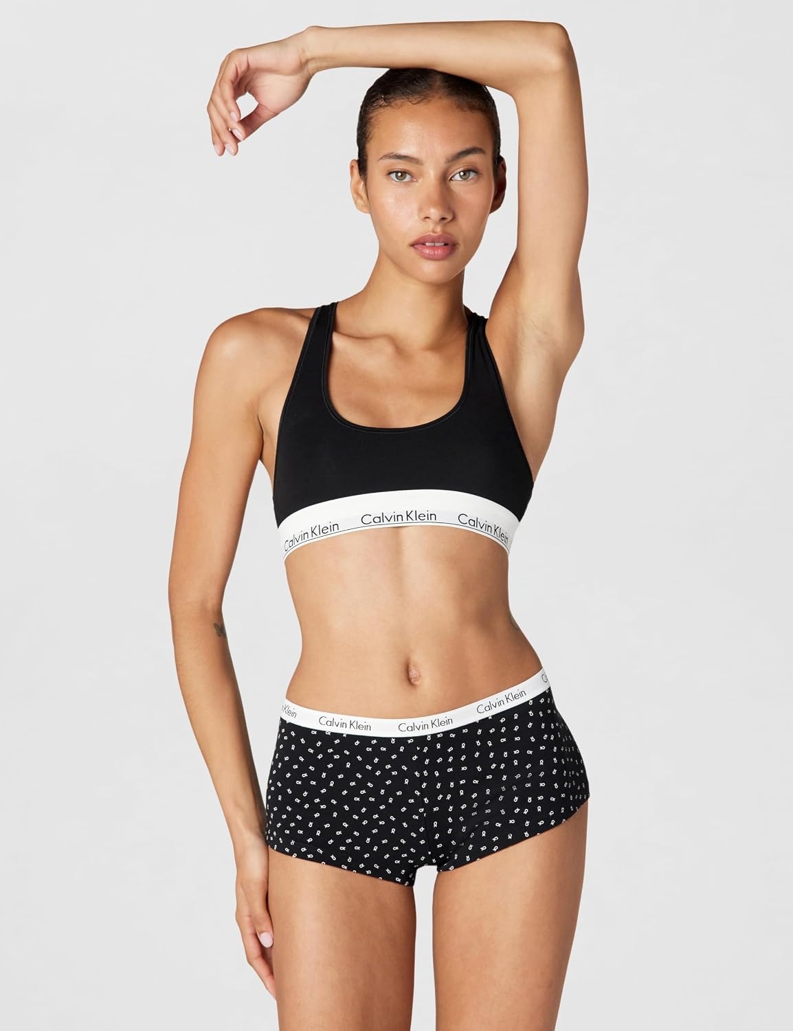 image:imageCalvin Klein Carousel Logo Cotton Stretch Boyshort Panties 3 PackNymphs ThighCedarNew All Caps Ck Confetti Black