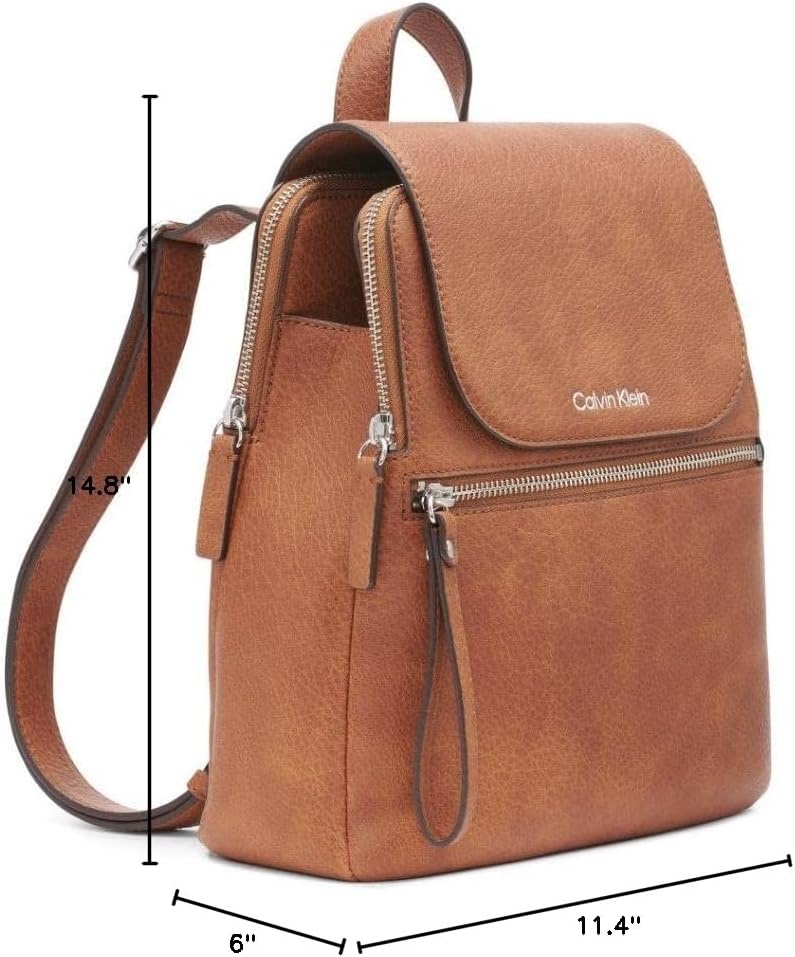image:imageCalvin Klein Elaine Bubble Lamb Novelty Key Item Flap BackpackCaramel Mix