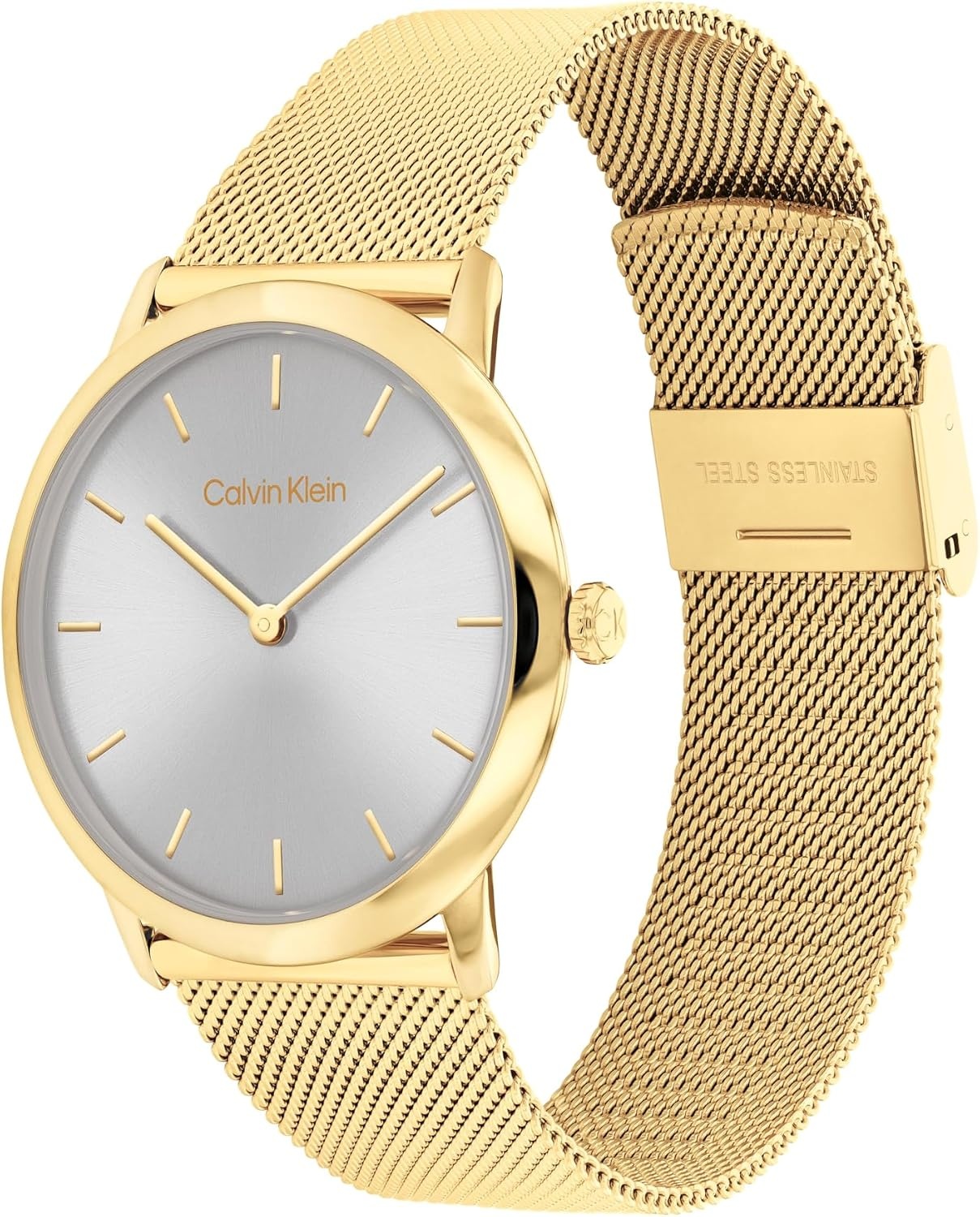 image:imageCalvin Klein Exceptional Womens and Mens 2H Quartz Watch Stainless Steel with Mesh Bracelet Water Resistant 3 ATM30 Meters Trendy CK Watches for Him and Her 37 mmGold Plated
