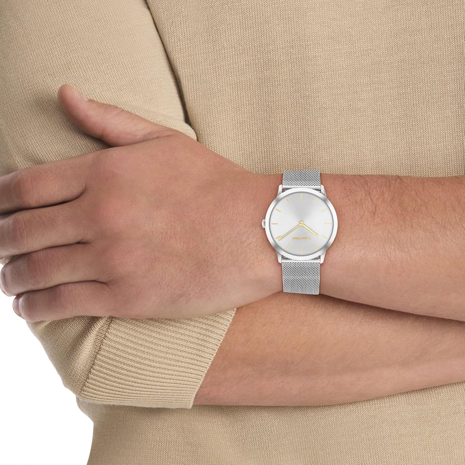 image:imageCalvin Klein Exceptional Womens and Mens 2H Quartz Watch Stainless Steel with Mesh Bracelet Water Resistant 3 ATM30 Meters Trendy CK Watches for Him and Her 37 mmSilver