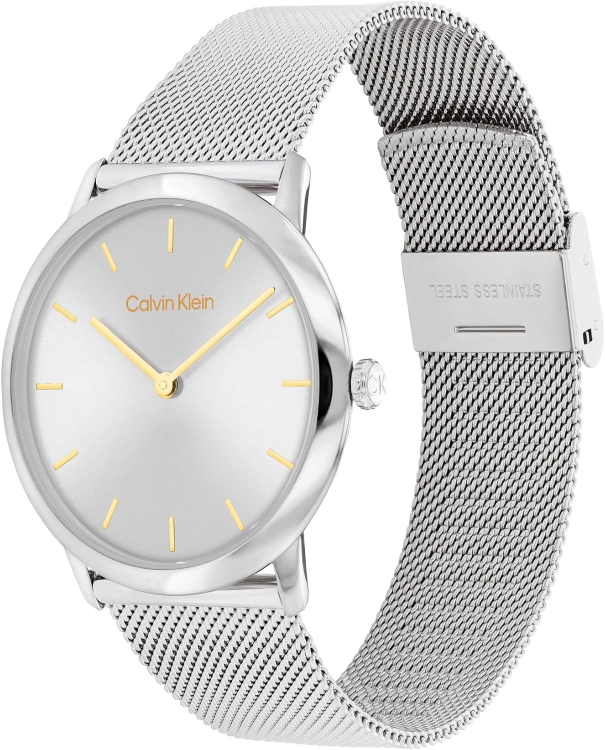 image:imageCalvin Klein Exceptional Womens and Mens 2H Quartz Watch Stainless Steel with Mesh Bracelet Water Resistant 3 ATM30 Meters Trendy CK Watches for Him and Her 37 mmSilver