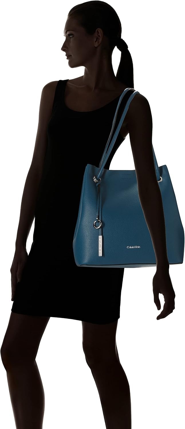 image:imageCalvin Klein Gabrianna Bubble Lamb NorthSouth Key Item ToteAegean Blue