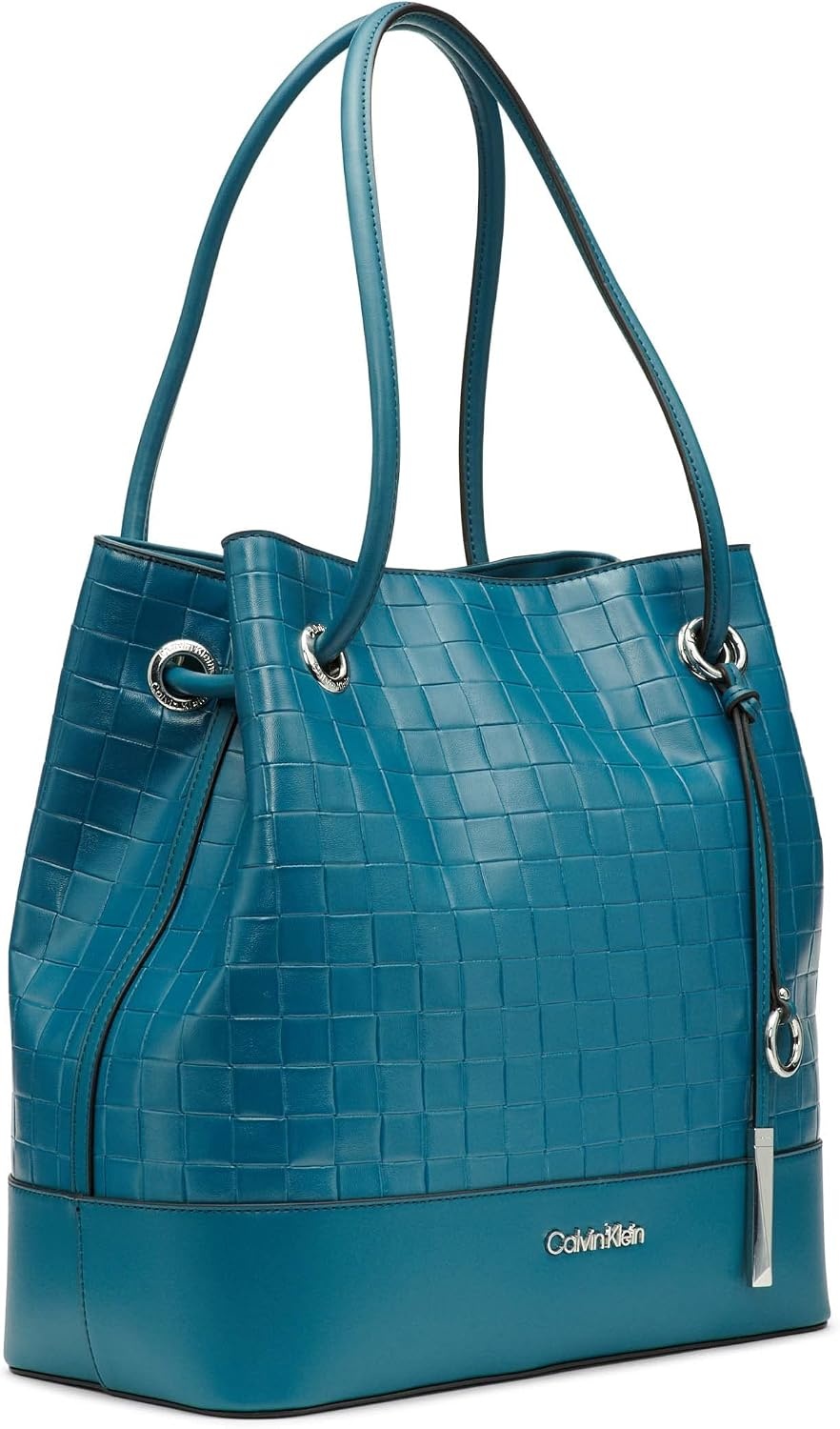 image:imageCalvin Klein Gabrianna Bubble Lamb NorthSouth Key Item ToteAegean Blue Woven