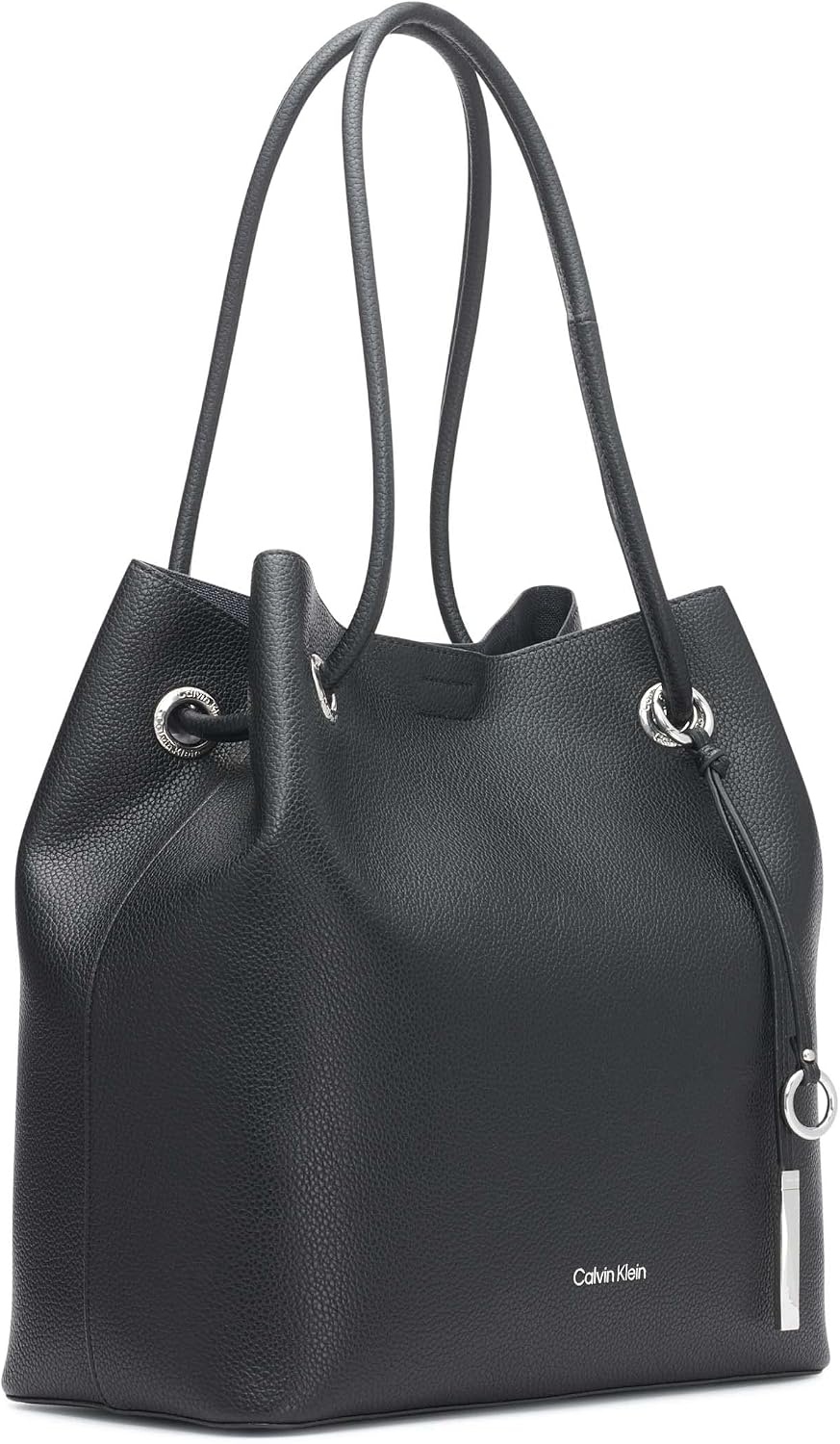 image:imageCalvin Klein Gabrianna Bubble Lamb NorthSouth Key Item ToteBlackSilver 1