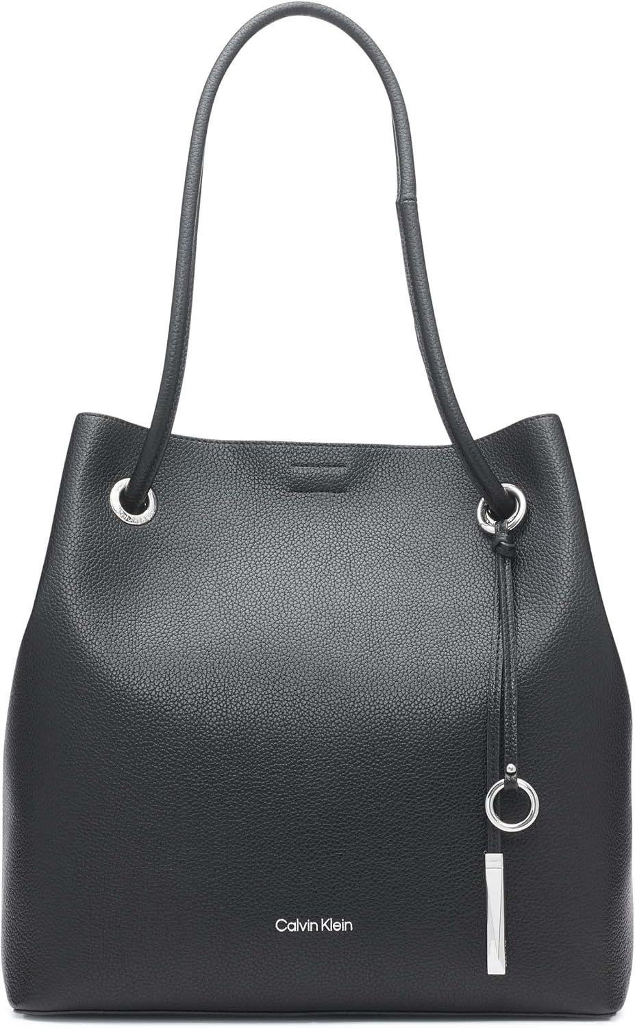 image:imageCalvin Klein Gabrianna Bubble Lamb NorthSouth Key Item ToteBlackSilver 1