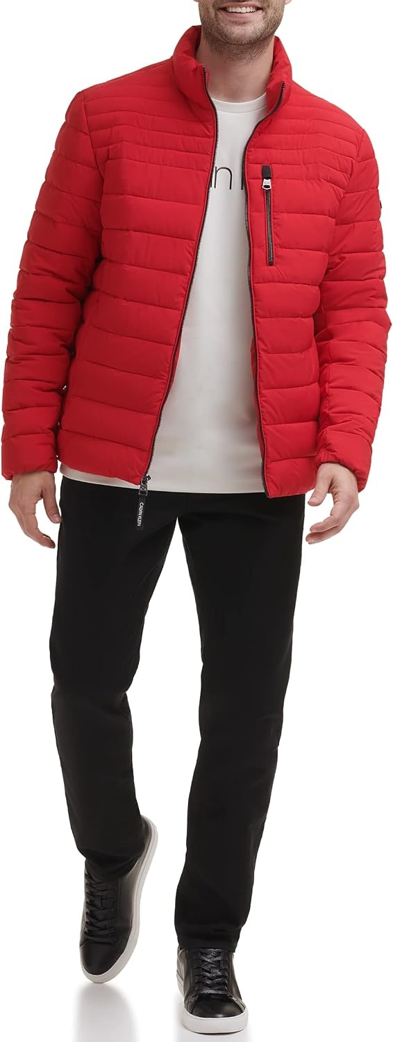 image:imageCalvin Klein Mens Full Zip Down Puffer CoatDeep Red