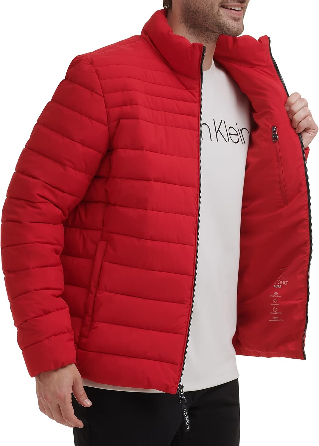 image:imageCalvin Klein Mens Full Zip Down Puffer CoatDeep Red