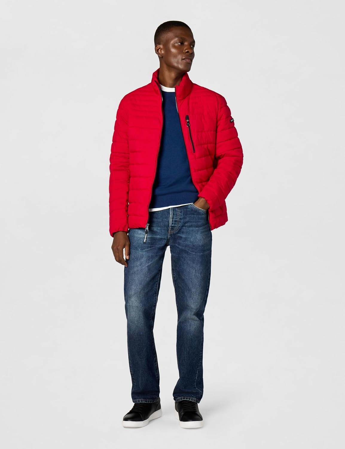 image:imageCalvin Klein Mens Full Zip Down Puffer CoatPackable Deep Red