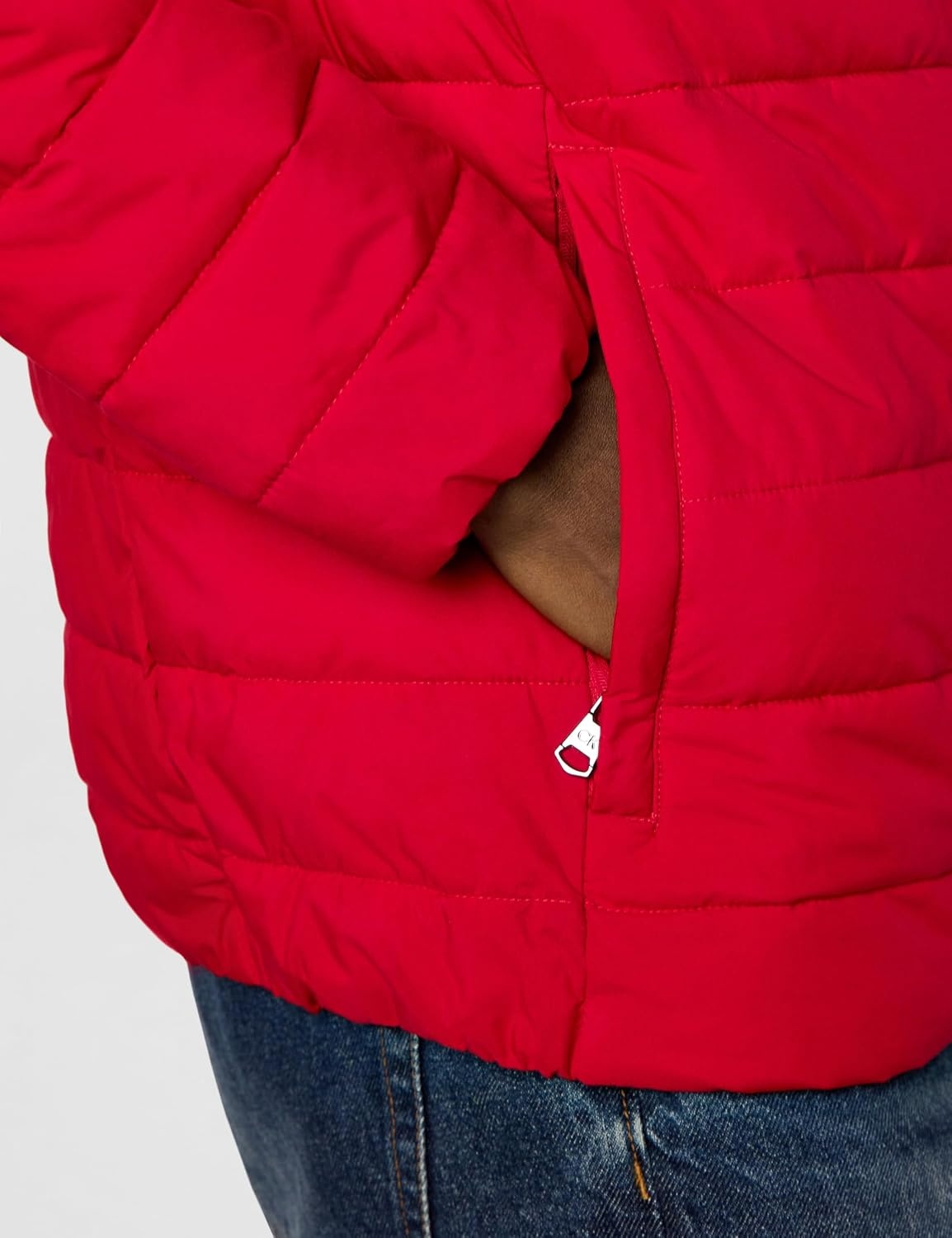 image:imageCalvin Klein Mens Full Zip Down Puffer CoatPackable Deep Red
