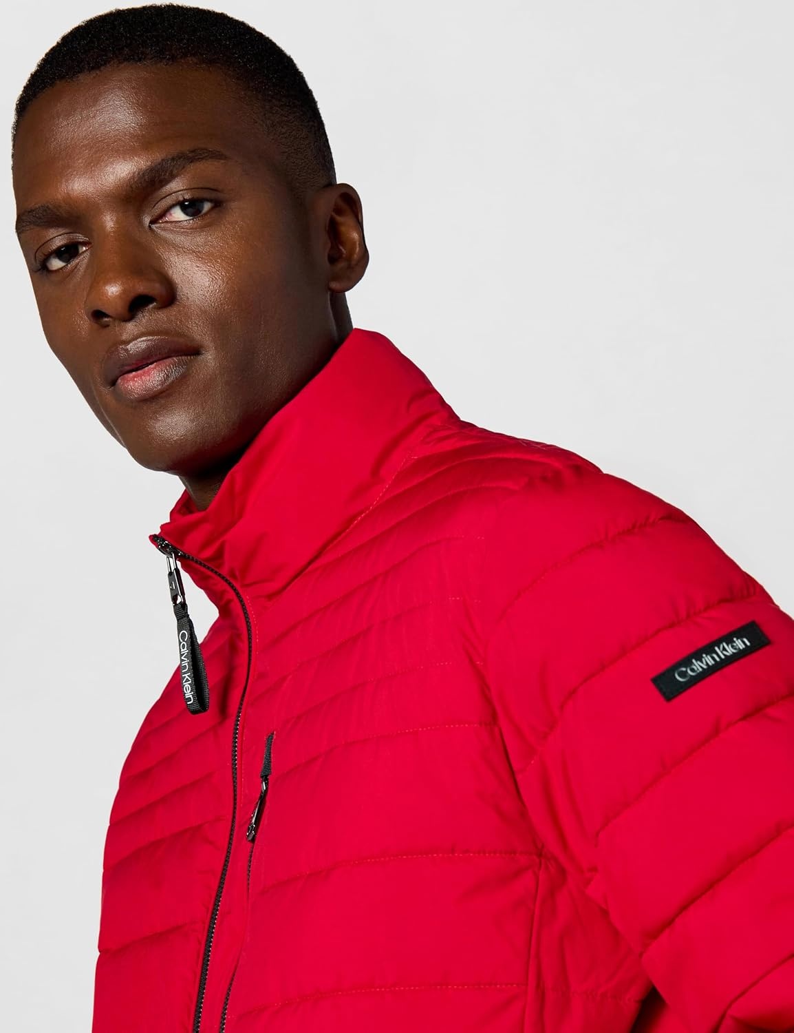 image:imageCalvin Klein Mens Full Zip Down Puffer CoatPackable Deep Red