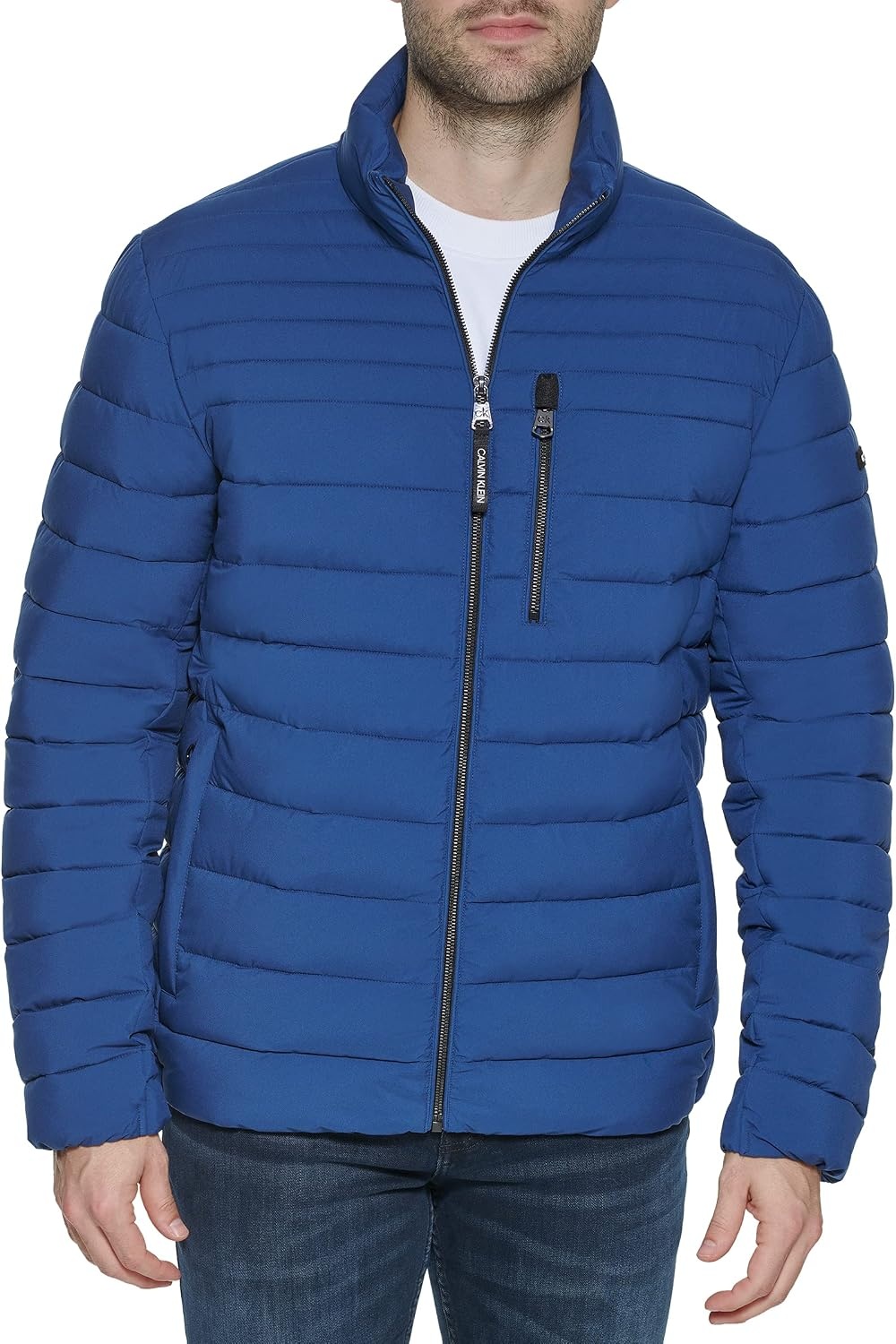 image:imageCalvin Klein Mens Full Zip Down Puffer CoatPackable Denim Blue
