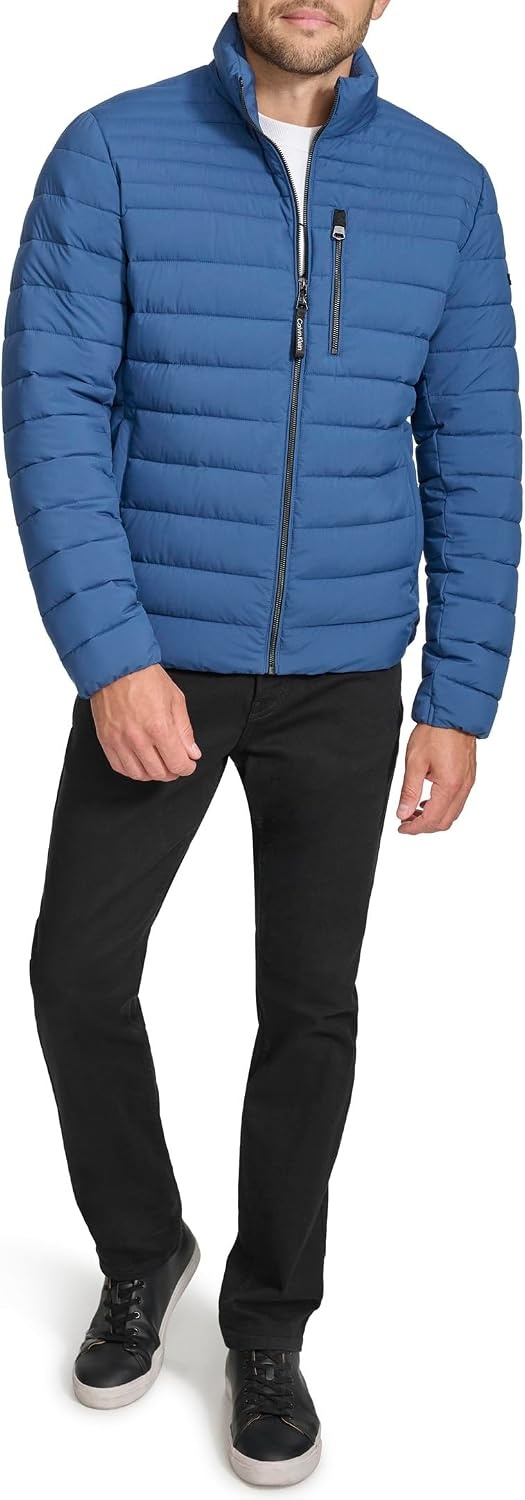 image:imageCalvin Klein Mens Full Zip Down Puffer CoatPackable Denim Blue