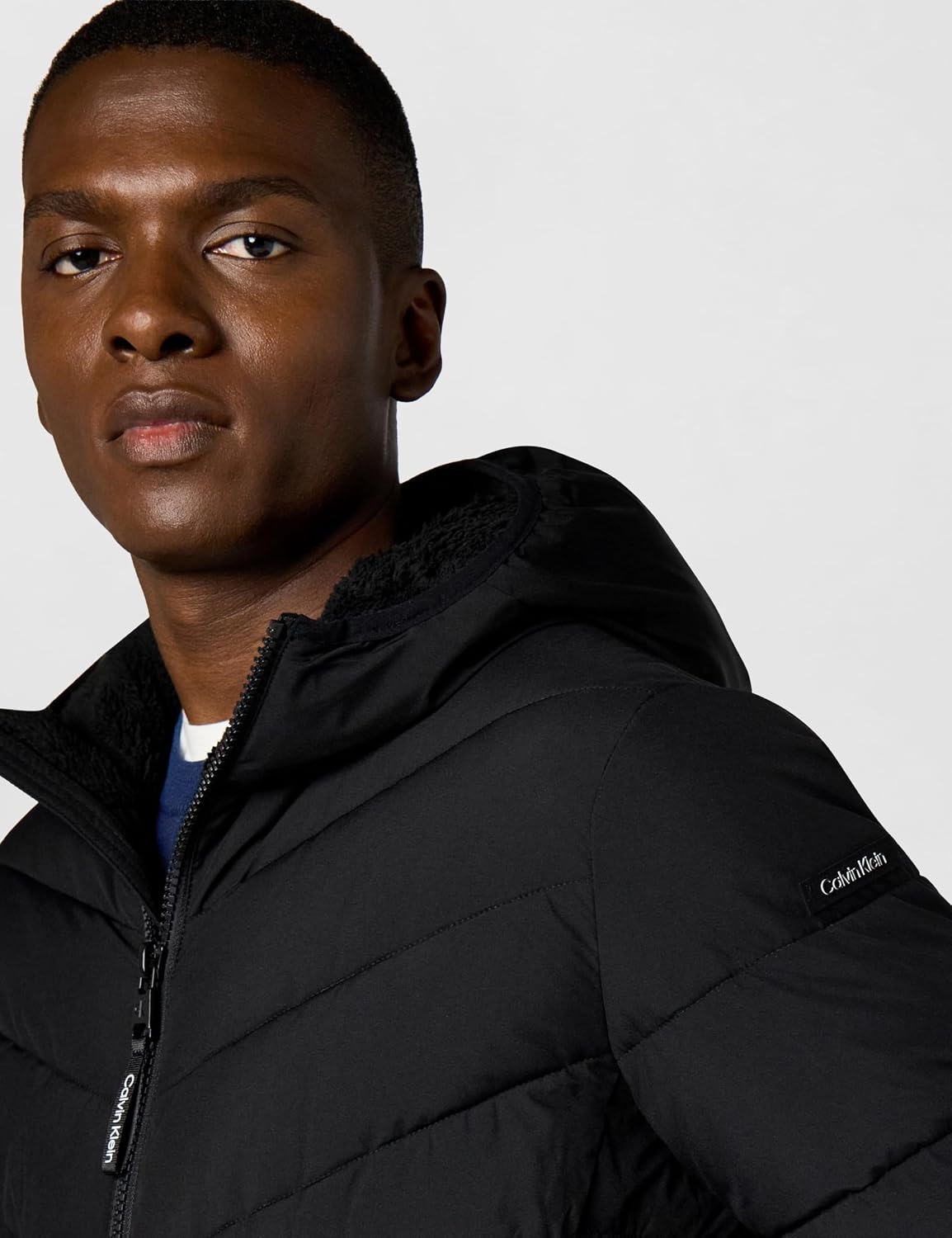 image:imageCalvin Klein Mens Heavyweight Short PufferHooded Stretch Ebony