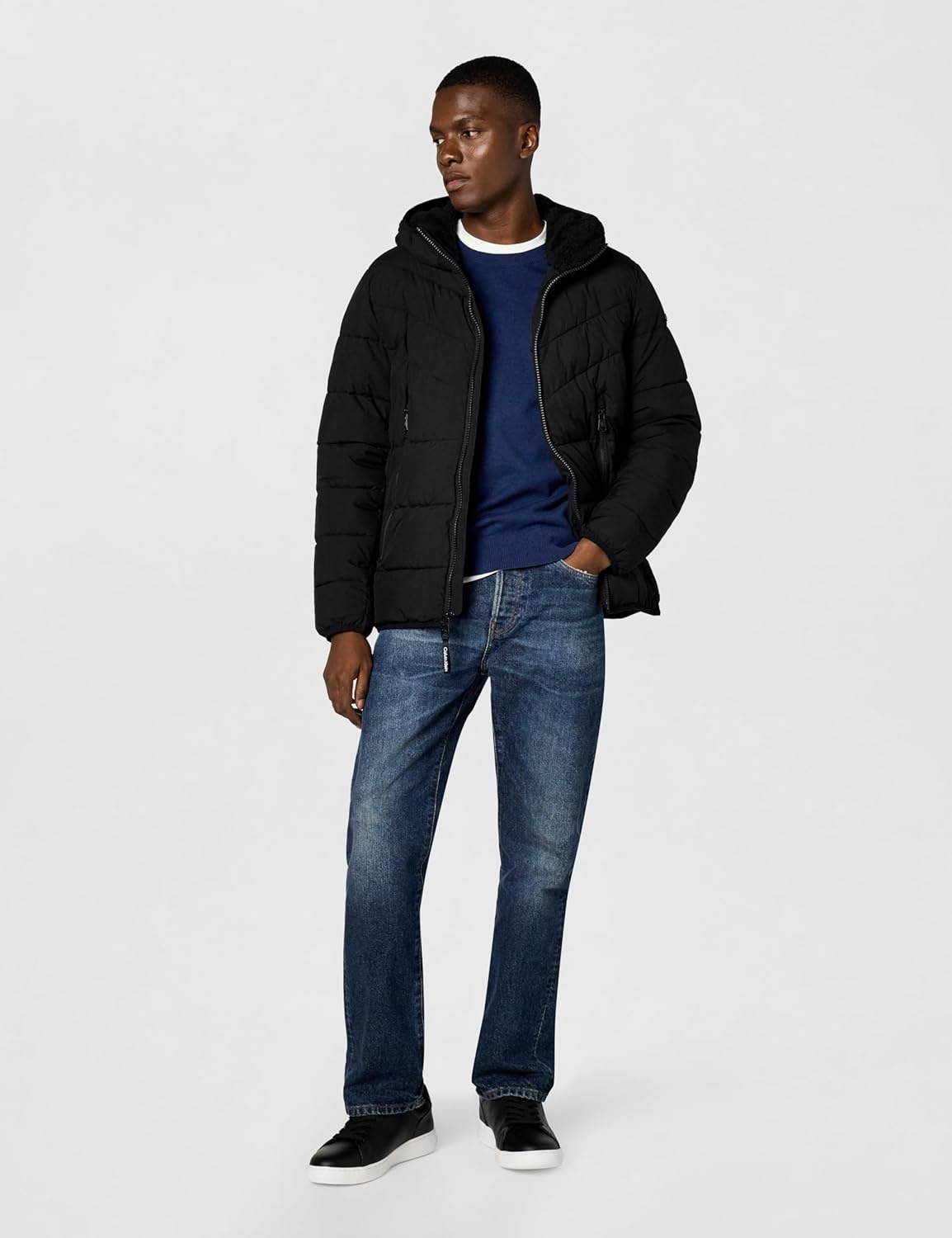 image:imageCalvin Klein Mens Heavyweight Short PufferHooded Stretch Ebony