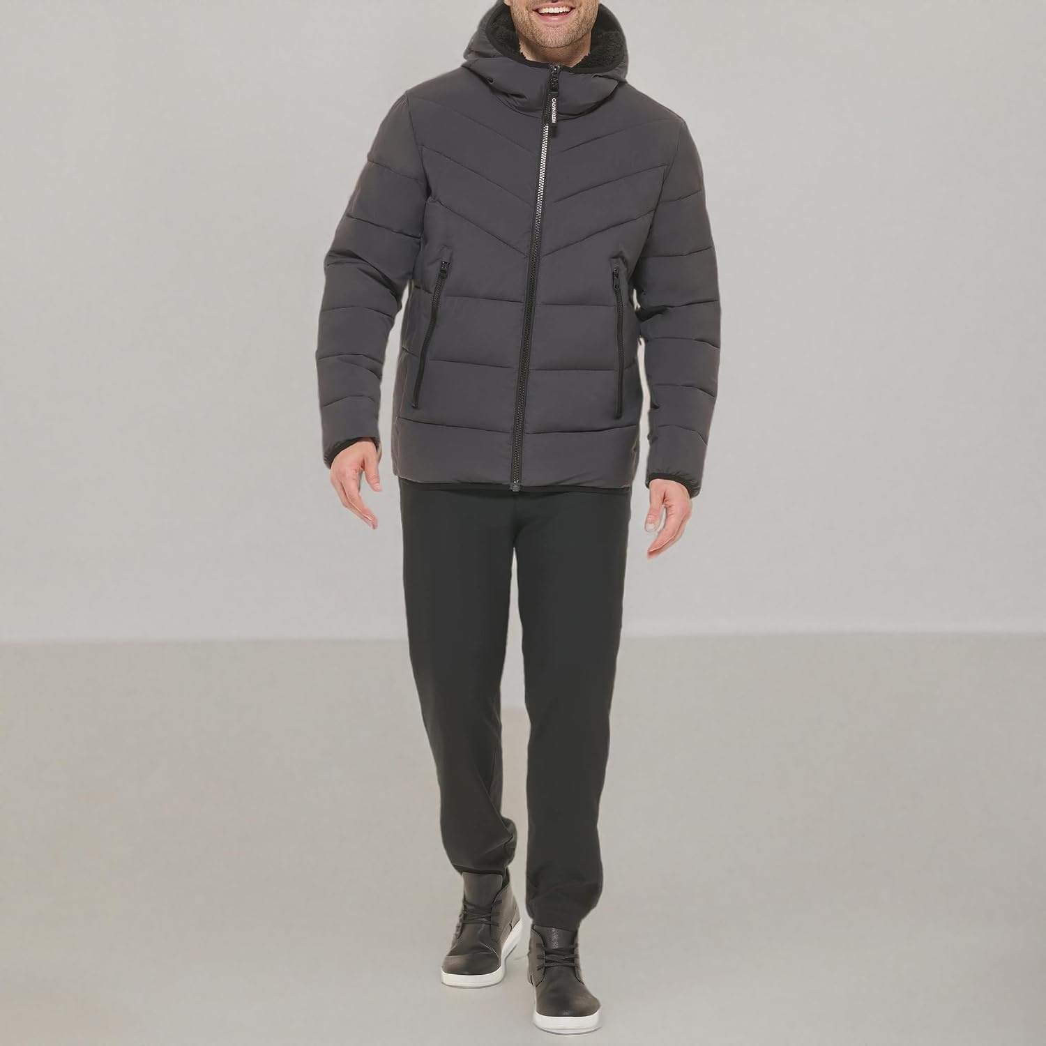 image:imageCalvin Klein Mens Heavyweight Short PufferHooded Stretch Iron