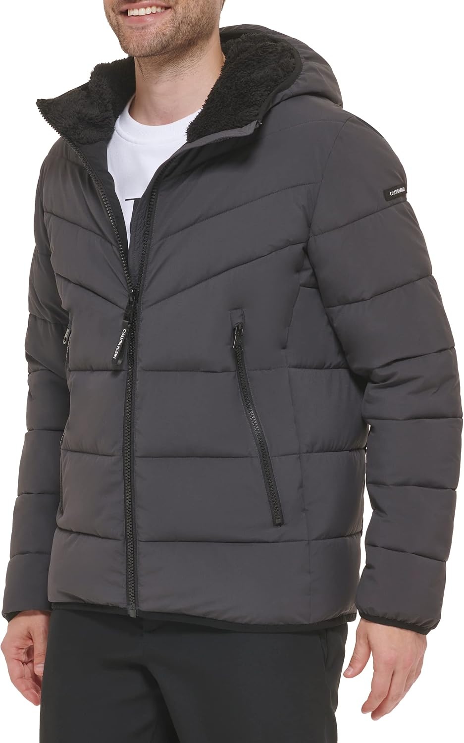 image:imageCalvin Klein Mens Heavyweight Short PufferHooded Stretch Iron