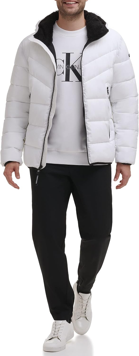 image:imageCalvin Klein Mens Heavyweight Short PufferHooded Stretch White