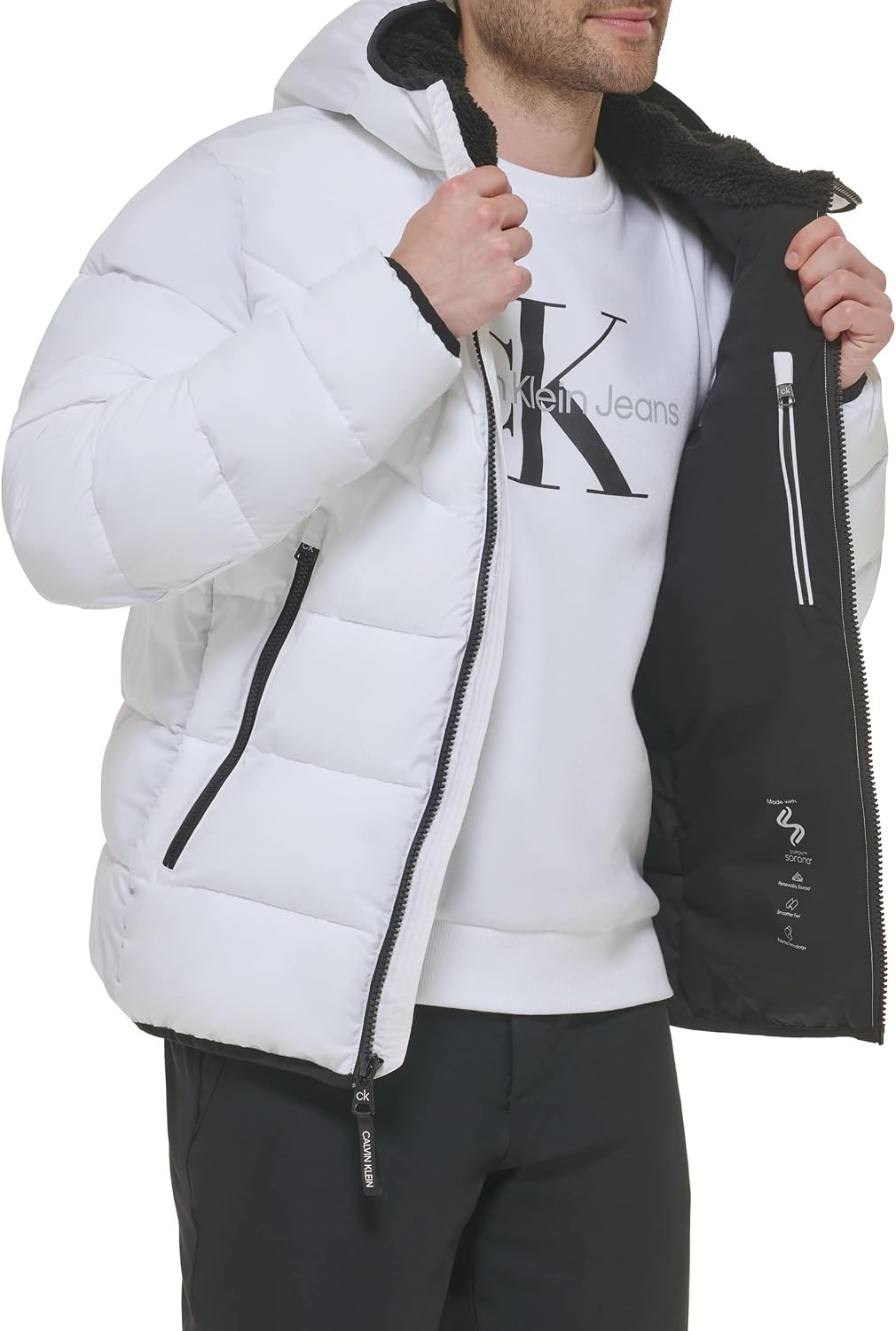 image:imageCalvin Klein Mens Heavyweight Short PufferHooded Stretch White