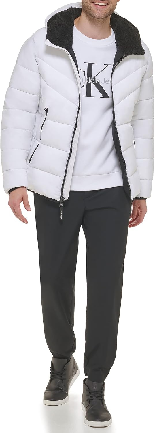 image:imageCalvin Klein Mens Heavyweight Short PufferHooded Stretch White