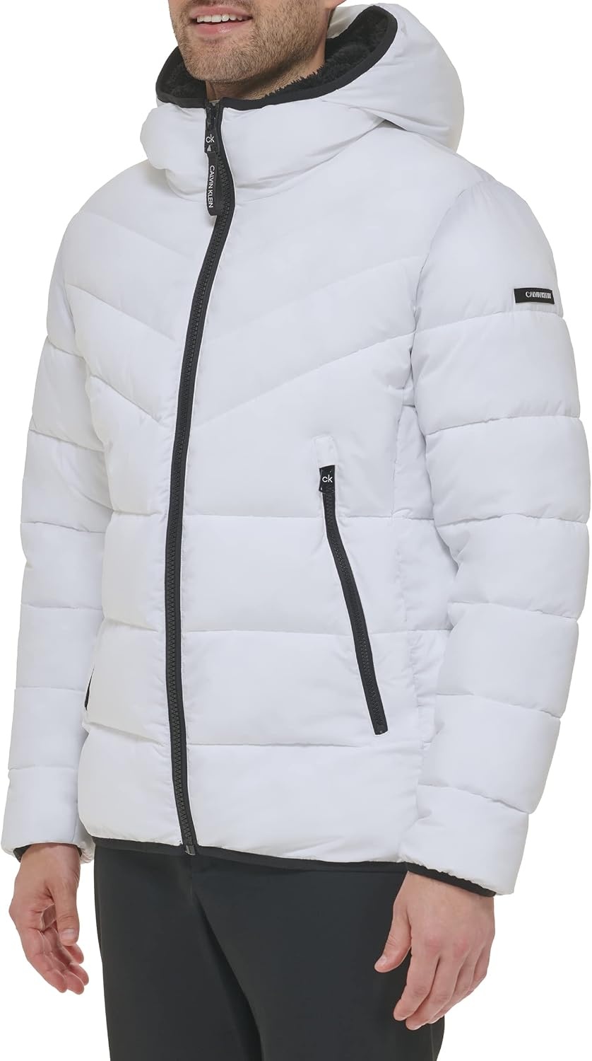 image:imageCalvin Klein Mens Heavyweight Short PufferHooded Stretch White