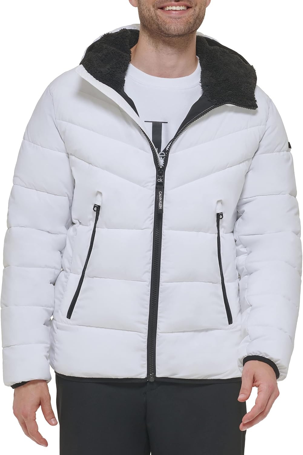 image:imageCalvin Klein Mens Heavyweight Short PufferHooded Stretch White