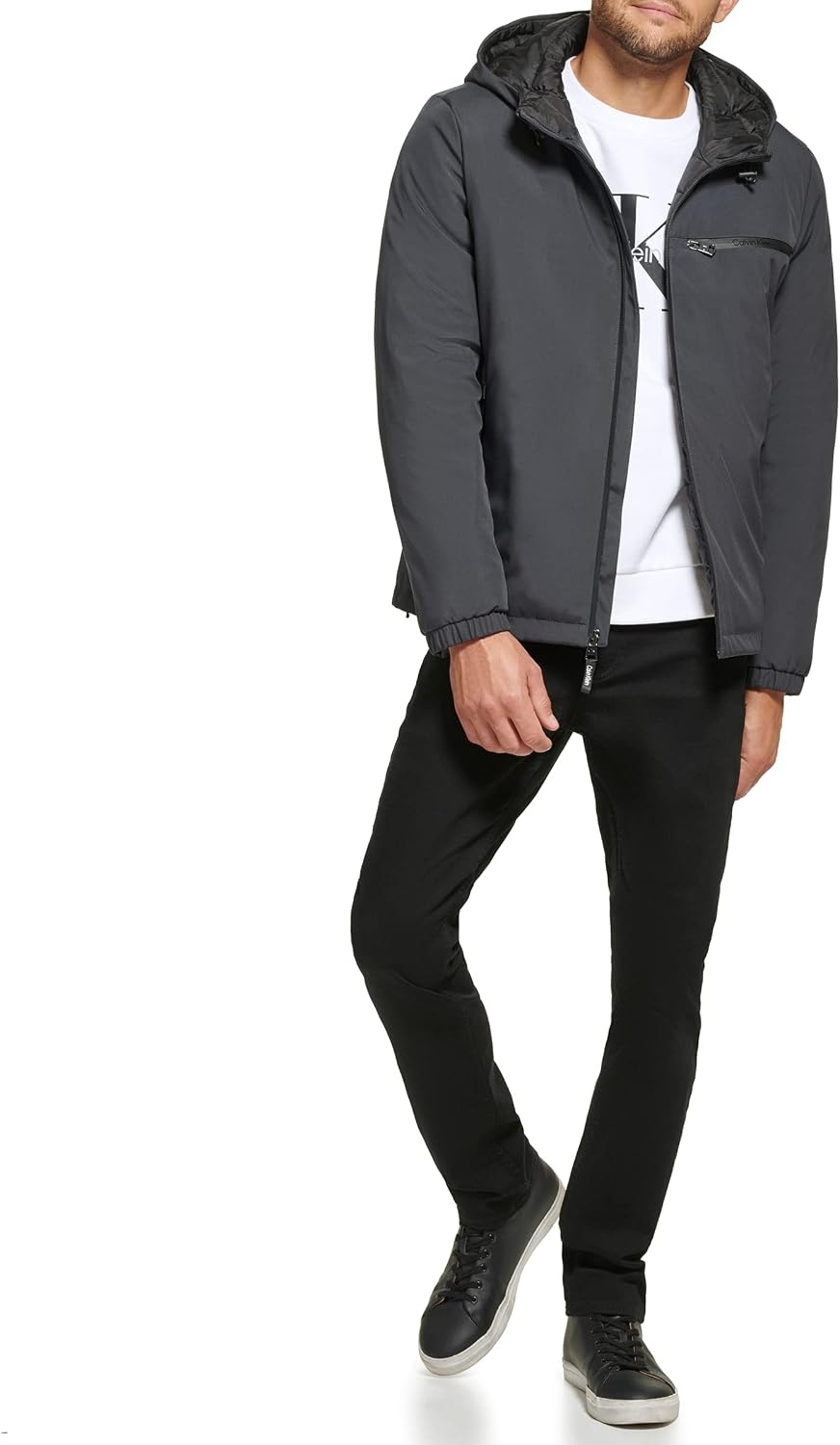 image:imageCalvin Klein Mens Hooded WindbreakerClassic Hooded Iron