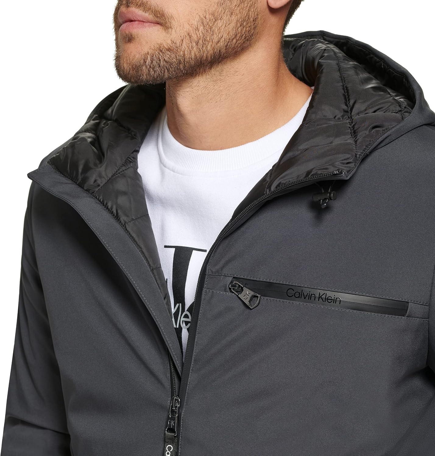 image:imageCalvin Klein Mens Hooded WindbreakerClassic Hooded Iron