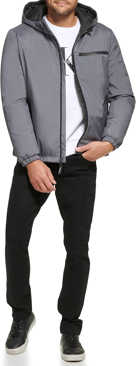 image:imageCalvin Klein Mens Hooded WindbreakerClassic Hooded Light Grey Heather