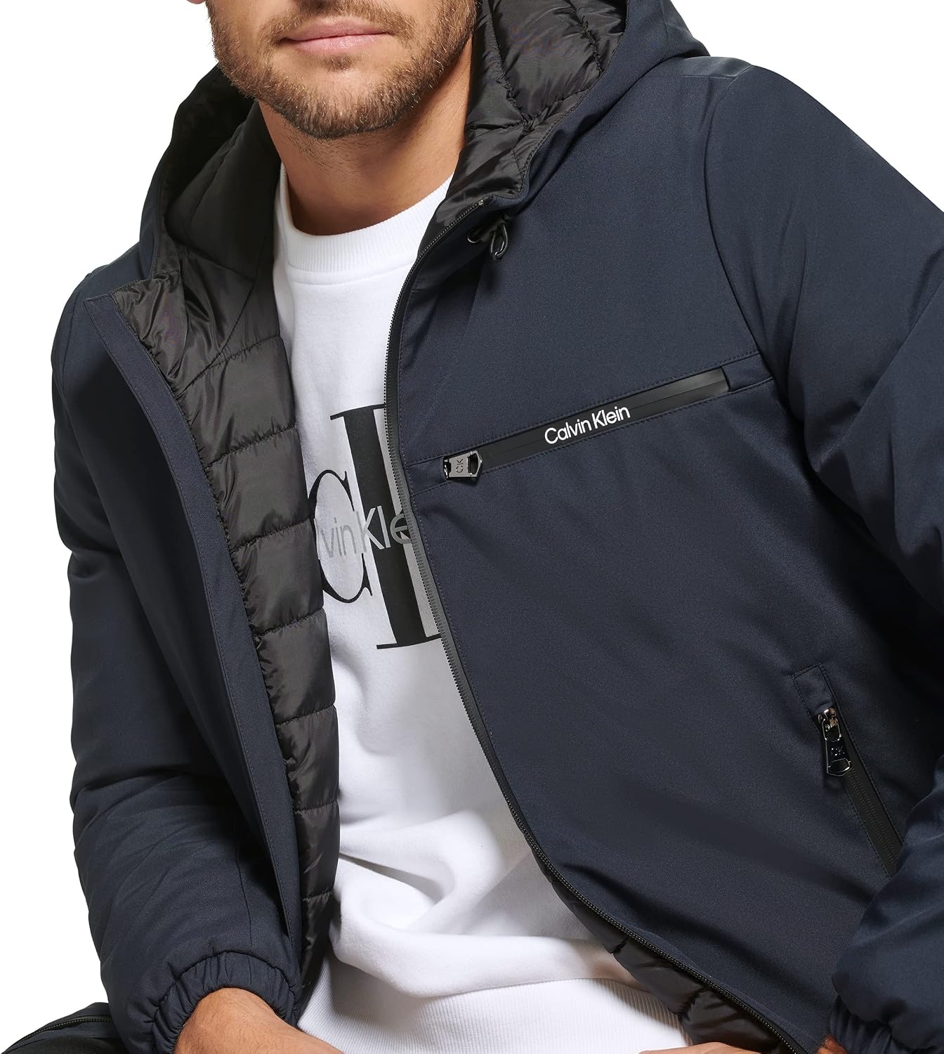 image:imageCalvin Klein Mens Hooded WindbreakerClassic Hooded Navy