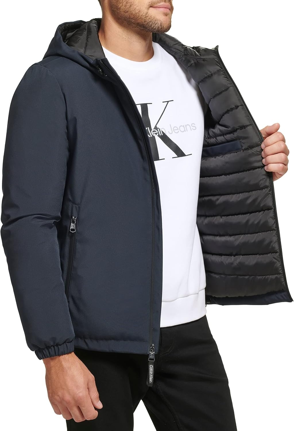 image:imageCalvin Klein Mens Hooded WindbreakerClassic Hooded Navy